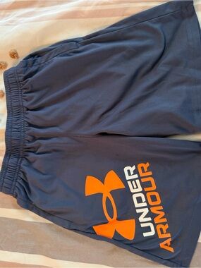 Under Armour Navy Blue Shorts with Orange Logo